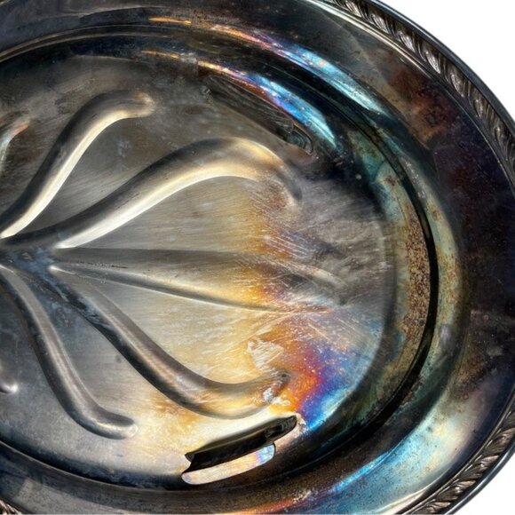 VTG Oneida LTD Silversmiths Silverplated Wm. A. Rogers Tree Footed Oval Platter - Picture 4 of 8